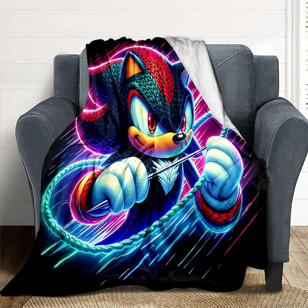 Sonic Artwork Outdoor Flannel Throw Blanket - HD Printed Lightweight Soft Warm All-Season Blanket for Sofa, Bed, Travel, Camping 1203021