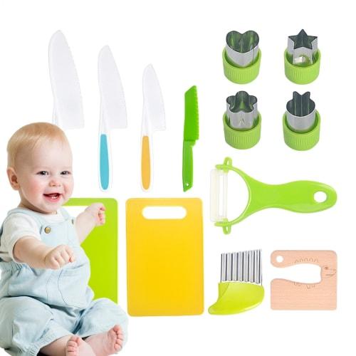 Children's kitchen knives, children's cooking set, toddler kitchen set - toddler kitchen accessories, children's cutting board set, Montessori kitchen