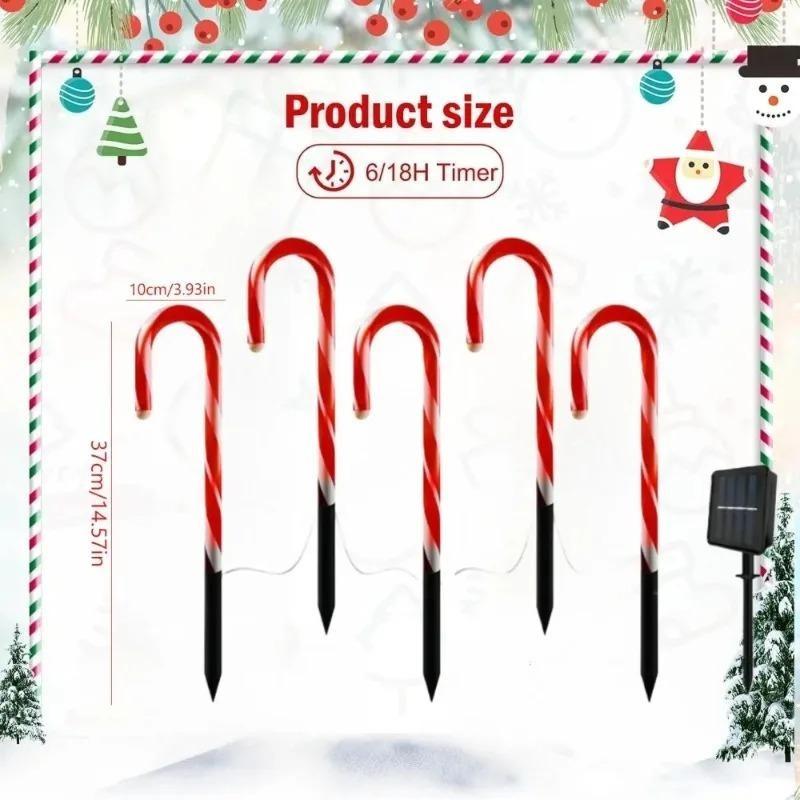 Festive Solar LED Candy Cane Pathway Lights For Outdoor Cane Cru-tch Christmas Garden LED Christmas courtyard garden decorative lawn lights