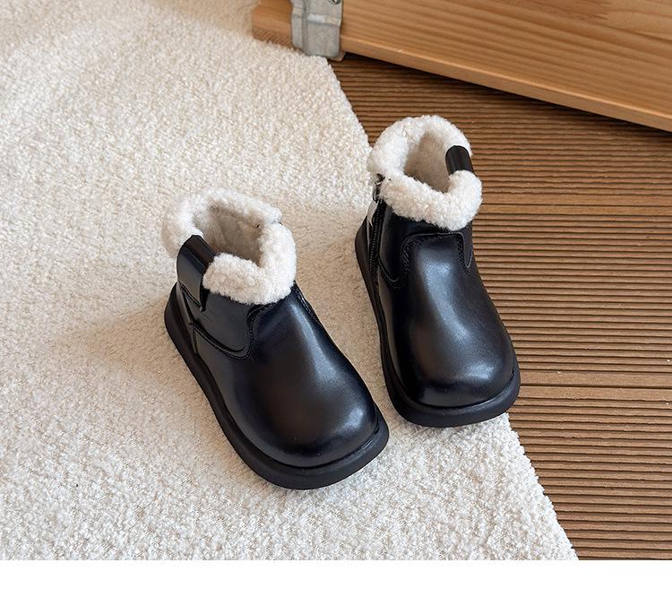 2025 Winter Fleece-Lined Girls' Leather Boots - Soft Sole Princess Martin Boots for Children