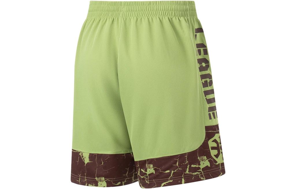 Li Ning Badfive Casual Shorts Men's Moss Green Earth Umber All Over Print AAPT011-3