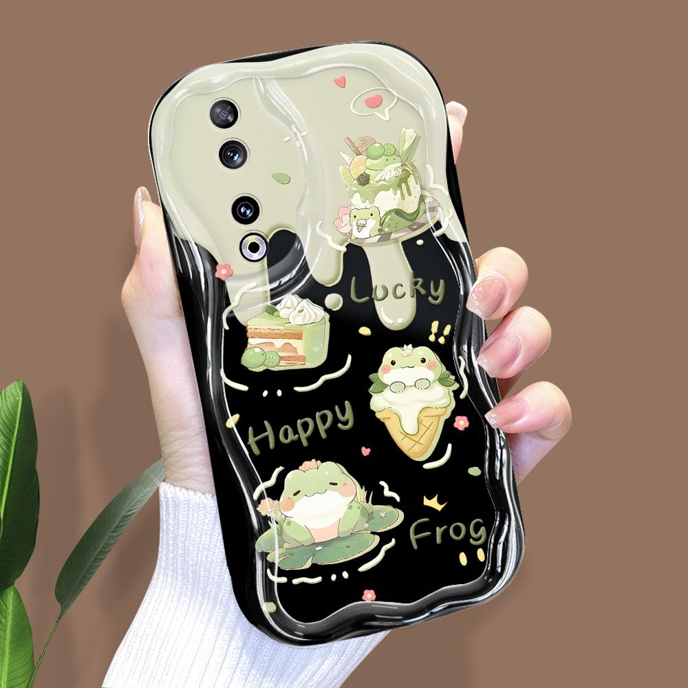 

Милый мультяшный узор, кремовая текстура, мягкий силиконовый чехол с волнистыми краями, чехол для телефона для Huawei Honor Infinix Tecno iPhone Infinix Hot 50 Pro 4G чёрный