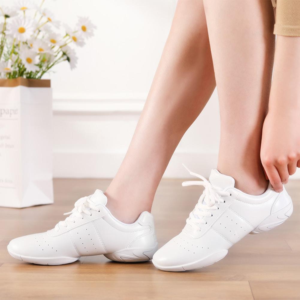 White Athletic Aerobics Competitive Cheerleading Training Sport Shoes for Women and Men