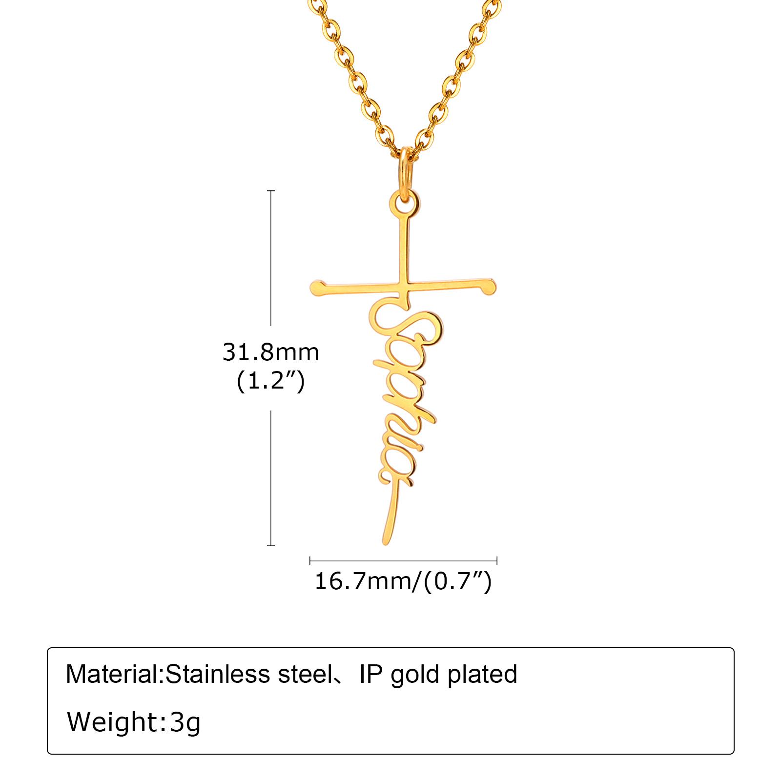 

Custom Name Necklace Stainless Steel Personalized Full-gloss Flat Cross English Pendant Necklaces For Women Jewelry Gift 35-40CM&Customized Type&Commonly