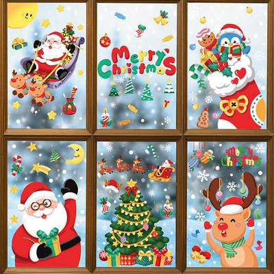 2/4/6/8 Stück Heißer Verkauf Weihnachtsaufkleber Weihnachtsmann Türen Fenster Spurlos Statisch Haftend Kinderzimmer Weihnachtsdekoration