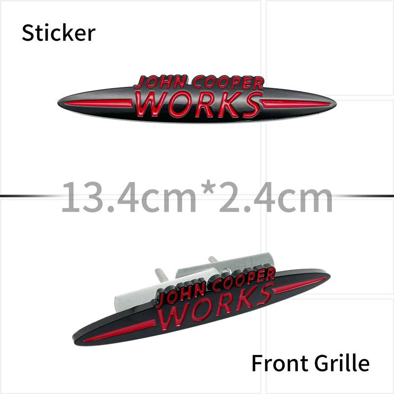 3D Chrome Metal Car Sticker John Cooper Works Emblem Decals For  Mini JCW R50 R52 R53 R55 F56 F55 F60 Fender Front Grille Logo