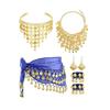 Belly Dance Costumes Bellydance Hip Scarf Wrist Bracelets Coin Head Scarf Earrings Belly Dancer Outfit Set for Womens