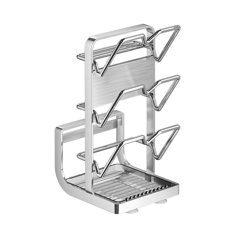 Wielofunkcyjny wiszący stojak kuchenny ze stali nierdzewnej z deską do krojenia i uchwytem na pokrywki do garnków