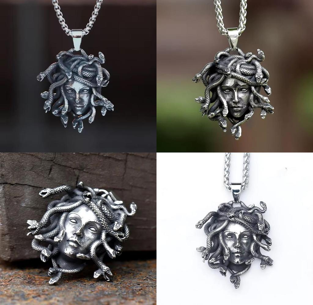 Retro Medusa Schlangen Tier Anhänger Halskette Mit Zinklegierung Charme Für Gothic Stil