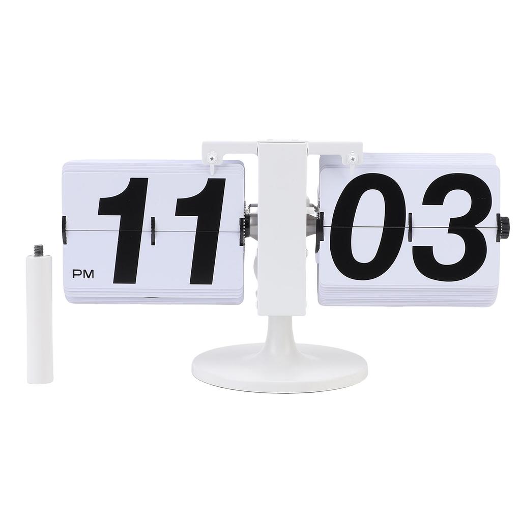 Desk Clock 304 Stainless Steel PVC Automatic Page Turning Mechanical Desk Clock 12 Hours with Extended Rod for Living Room