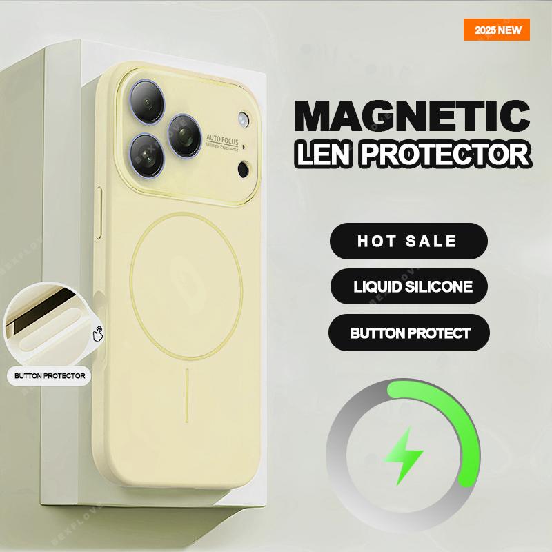 Big Window Magnetic Phone Case for For Iphone 17 Air 16 1 13 14 Pro Max Liquid Silicone Shockproof Protector Cover