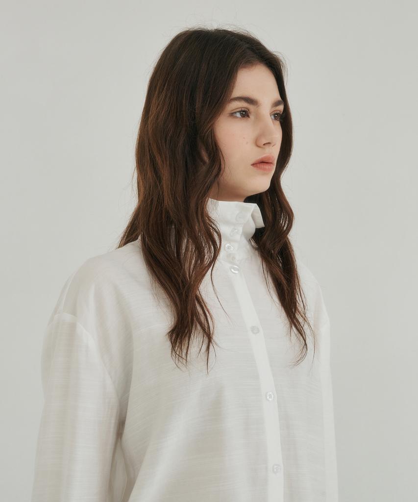 LOSSYROW High Neck Silhouette Shirt White