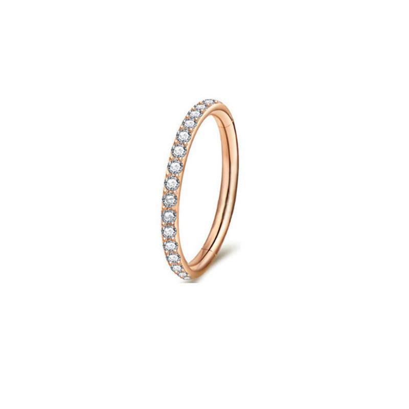 [Gorgeousxx] 316L Stainless Steel  Rhinestone Studded Nose Ring for Women Piercing Body Jewelry