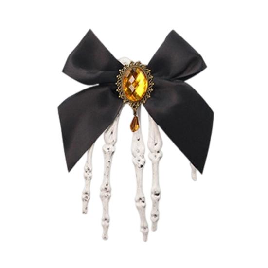Halloween Skeleton Hand Hair Clips with Bowknot Faux Crystal Hand Bone Hairpin Gothic Skull Claw Hair Accessories for Girls Party Cosplay