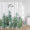 Κουρτίνες Μπάνιου Misty Forest Χιονισμένα Πεύκα Πράσινα Δάση Φυσικό Τοπίο Μινιμαλιστική Διακόσμηση Μπάνιου Μοντέρνα Πολυεστερική Κουρτίνα Μπάνιου