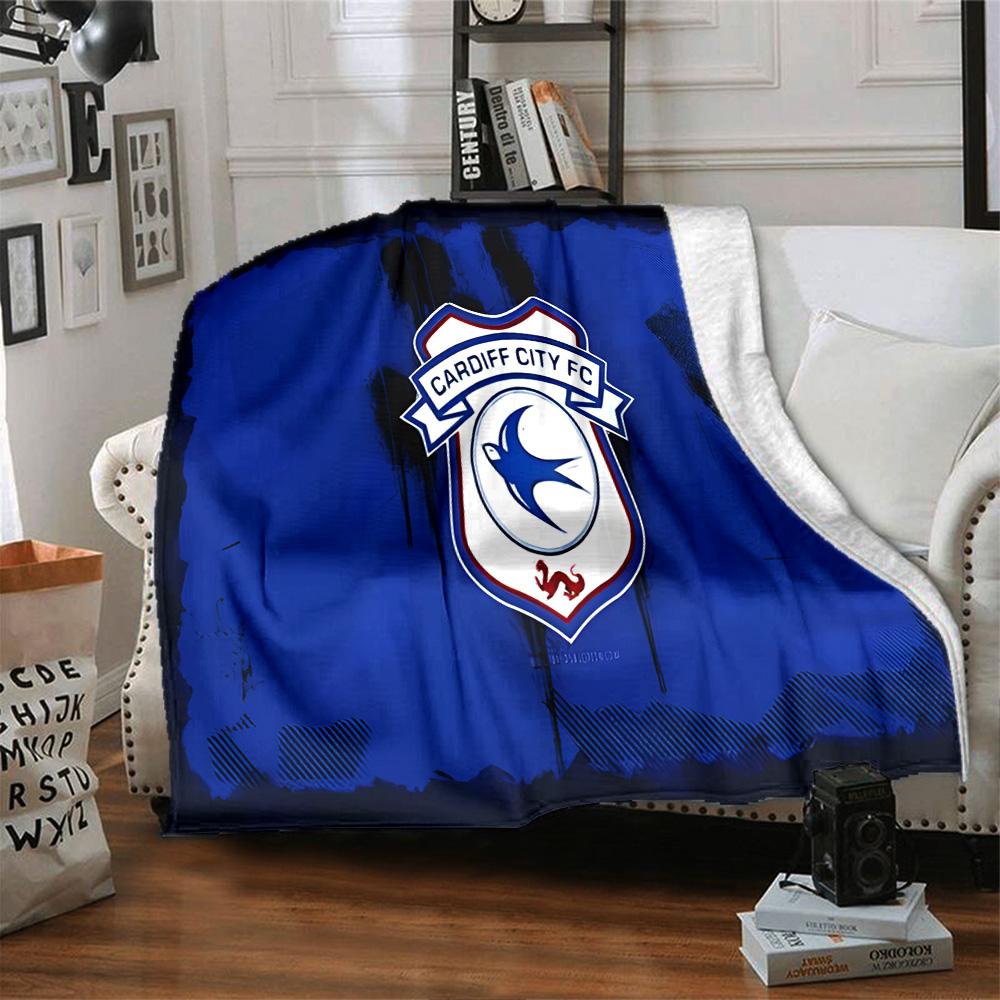 Cardiff Fc Crest Flannel Blanket, Soft Polyester, Modern Design, All-Season for Camping, Travel, Gifts for Holidays or Birthdays