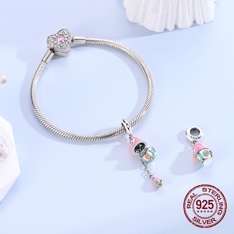 Russian Nesting Doll Charms Pink Little Girl Openable Dangle Pendants Fit Bangle Bracelet Necklace Diy Jewelry