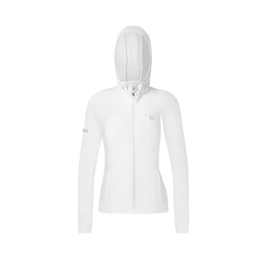 Fila Logo Embroidered Comfortable Knitted Hooded Jacket Women Jackets Starlight-White A11W421506AWT