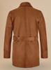 Leather Halloween Men Trench Coat Casual Stylish Formal Tan Genuine Lambskin