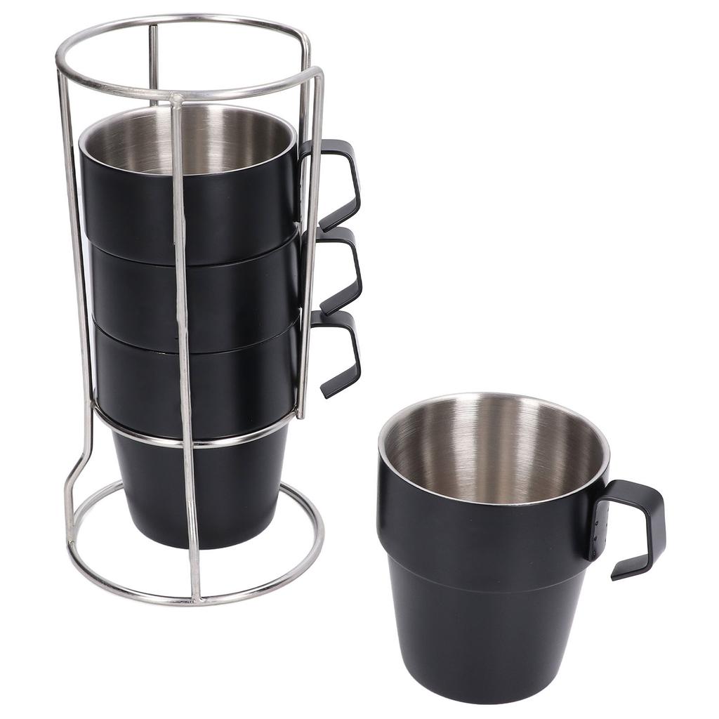4PCS/Set 300ml Stainless Steel Coffee Cup Thickened Heat Insulation Double Layer Vacuum Coffee Mug