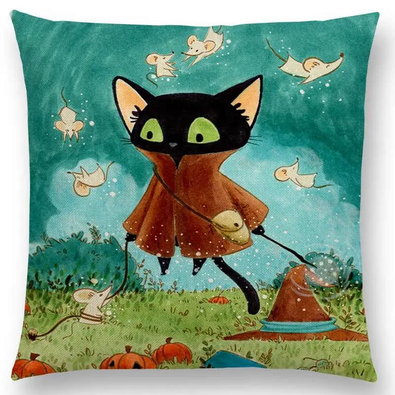 Newest Cute Cartoon Sofa Pillow Cover Black and White Cat Funny Fox Cushion Cover Throw pillowcase