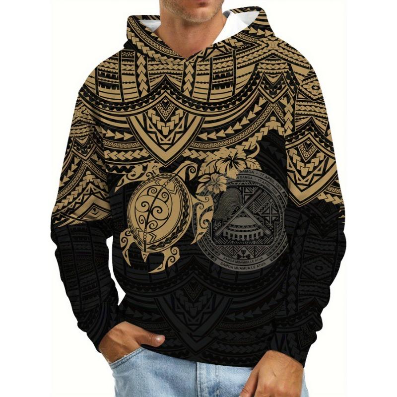 Exquisite Geometric Pattern Print Men S Hooded Sweatshirt, Men S Casual Fashion Top L