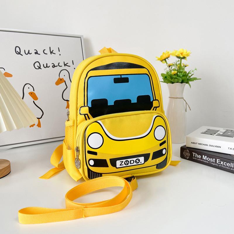 School Canvas Kids Backpack With Car And Unicorn Prints For Boys And Girls