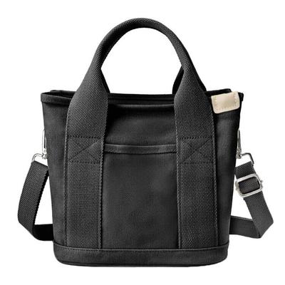 [Sitengle] Bolsa Tote de Lona Feminina, Bolsa de Ombro, Bolsa Transversal 2 Vias com Compartimentos, Mini Tote, Pequena Bolsa de Mão, Simples, Cor Sólida, Leve,