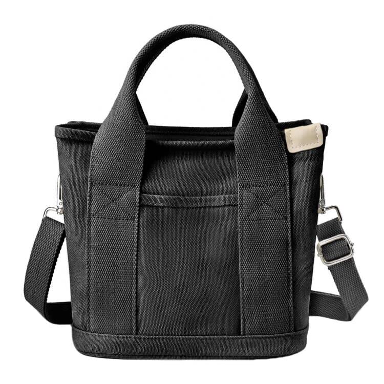 [Sitengle] Женская холщовая сумка-тоут, сумка через плечо, сумка 2-в-1 через плечо с отделениями, мини-тоут, маленькая сумочка, простая, однотонная, легкая,