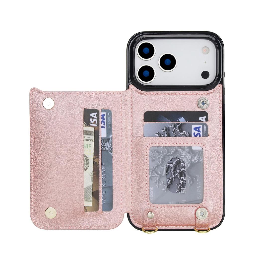 Leather Crossbody Buckle Holder with Card Slot for iPhone 17 Pro Max