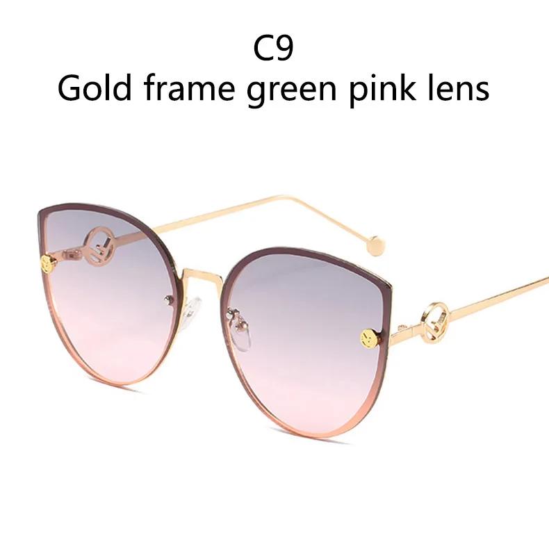 Classic Cat Eye Alloy Sunglasses Woman Brand Designer Big Frame Sun Glasses Female Vintage Metal Oculos Feminino