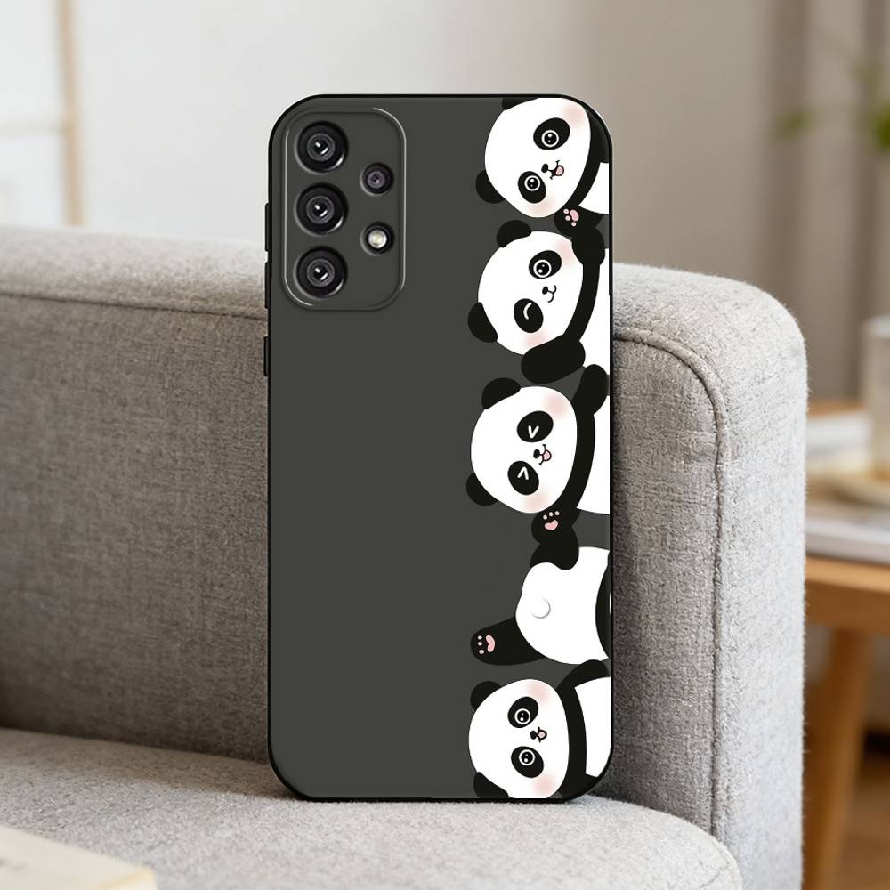 P-Panda illustration Phone Case For Samsung S25,S24,S21,S22,S23,S30,Ultra,S20,Plus,Fe,Note,10,9,5G Black Cover Samsung S24ULTRA