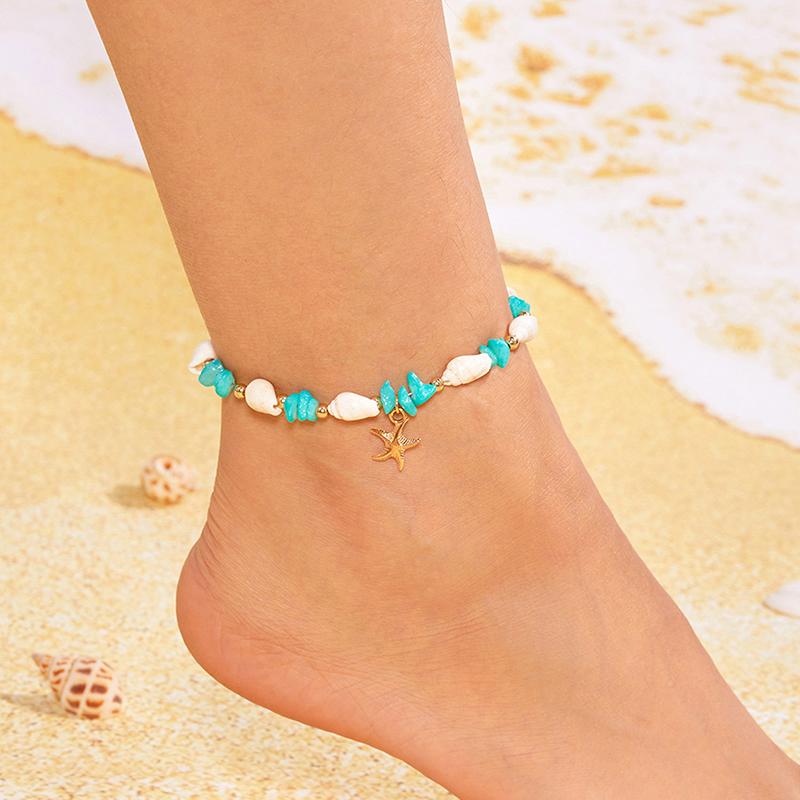 Bohemsk Strand Sjøstjerne Konkylie Perlekjede For Kvinner Jenter Sommer Havskjell Sjøstjerne Armbånd Feriestil Ankellenke Gaver