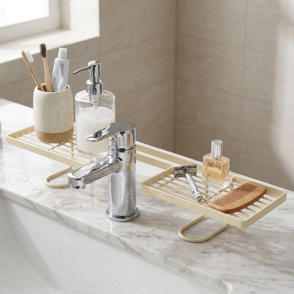 Water Drainage Bathroom Storage Rack Mesh Design Integrated Sink Drying Rack Carbon Steel Stable Sink Shelf Bathroom