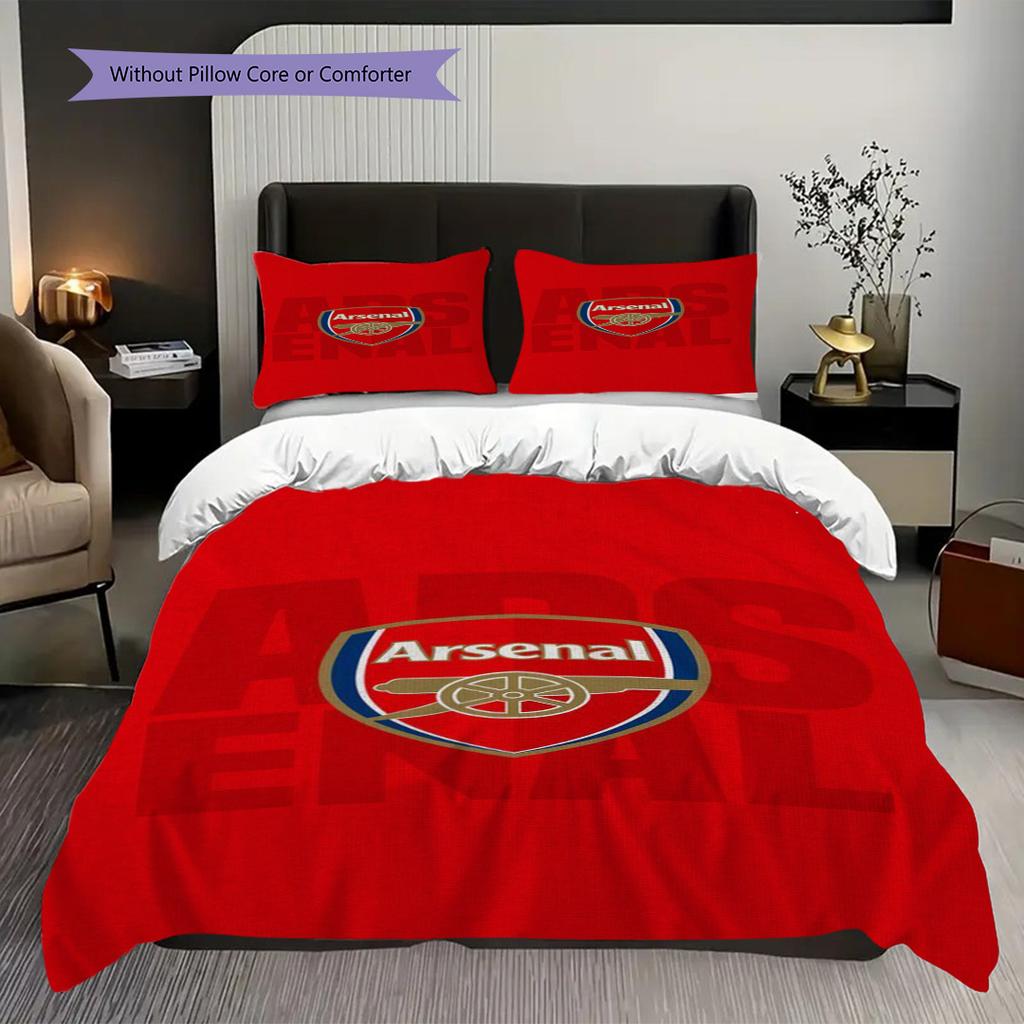 Arsenal Emblem Vibrant Background Bedding (1 * duvet cover + 2 * pillowcase, without core) 2D Flat Soft and comfortable Duvet cover and pillowcase