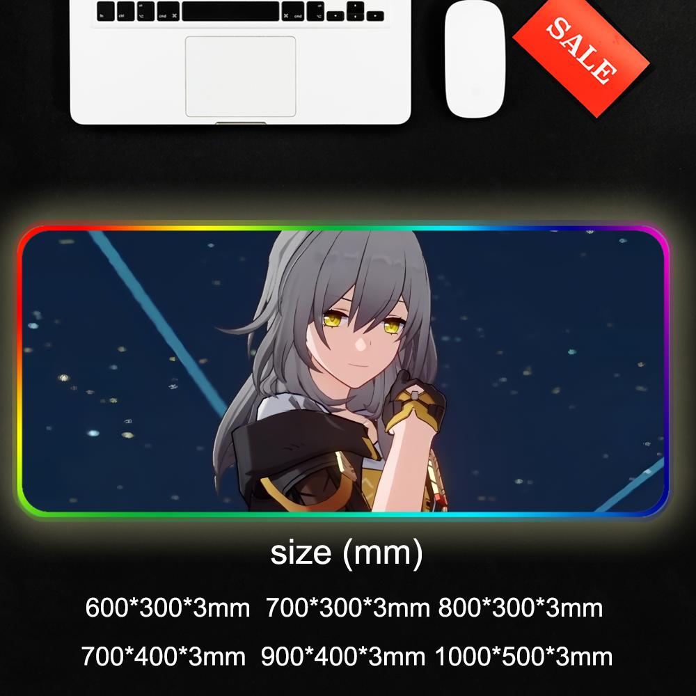 stelle hsr Mouse Pad RGB Gaming Mousepad Big LED Pad PC Desk Mat Luminous Mouse Pad Large Keyboard Mats Table Rug With Backlit