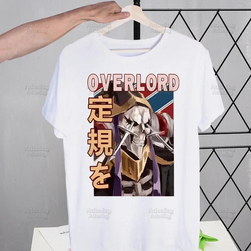 Overlord Anime Albedo T Shirts For Guys O-Neck Short Sleeve Ainz Ooal Gown Momonga T-shirt Regular Men Hip-Hop Tee Shirt
