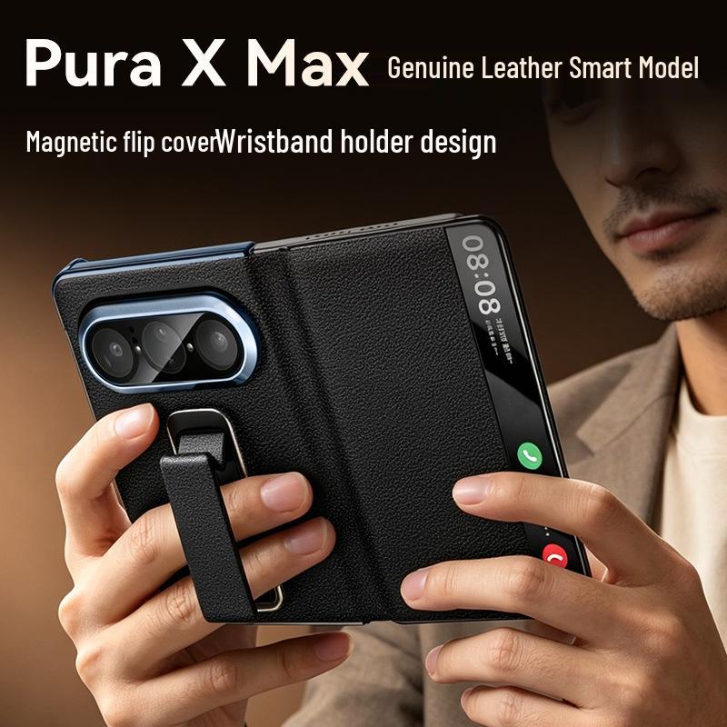 Qiali Leather Foldable Phone Case for Huawei Pura X Max - Ultra-thin, Full Coverage, Anti-drop Flip Cover