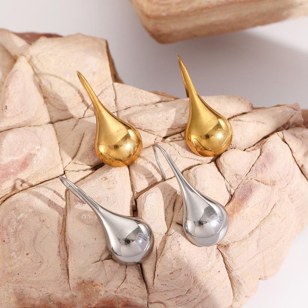 LATS Gold Plated 316 Stainless Steel Water Drop Ear Hooks Earrings for Women Jewelry Accessories