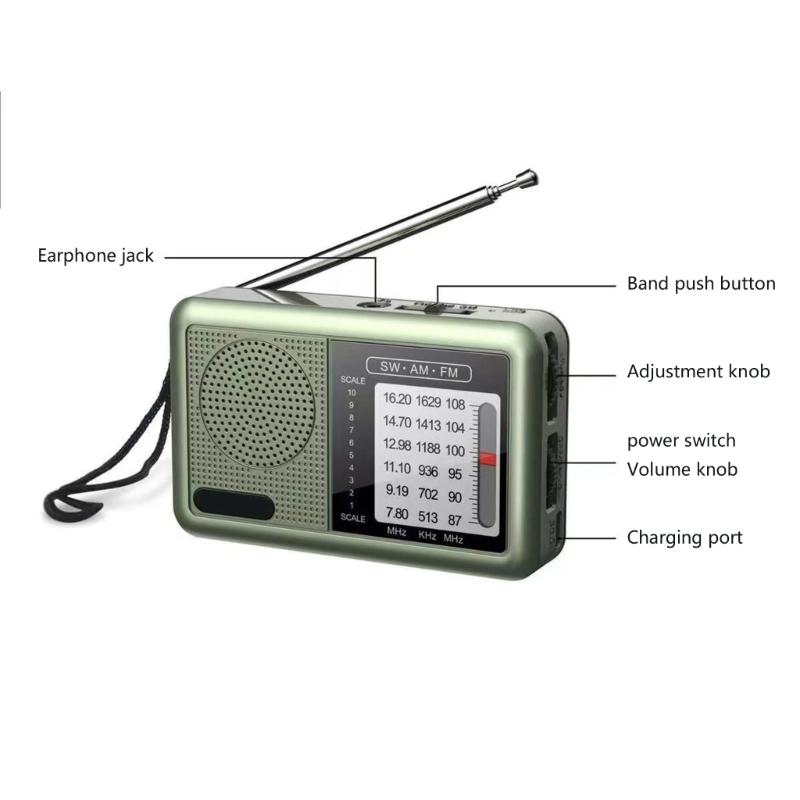 Portable Radio AM FM Shortwave Radio AM FM Weather Radio Sound Equipment Great Reception Earphone Transistors Radio