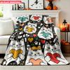 Blanket 1pc Cute Cats Holding Hearts 2D-printed Flannel Throw Blanket-suitable for Sofas and Camping Trips. Soft and Comfortable I