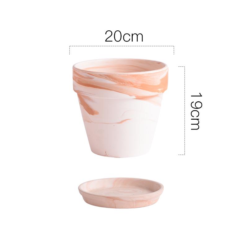 Terracotta Nordic Ceramic Flower Pot with Tray - Large, Coarse Pottery for Succulents and Pothos