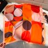 High-grade light luxury artistic sense geometric printing medium square scarf neutral style personalized outer bag headscarf neck scarf silk scarf
