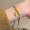 Chinese Style Woven Cotton Rope Geometric Bracelet with Copper Coin Design - Versatile, Fashionable, and High-end Jewelry