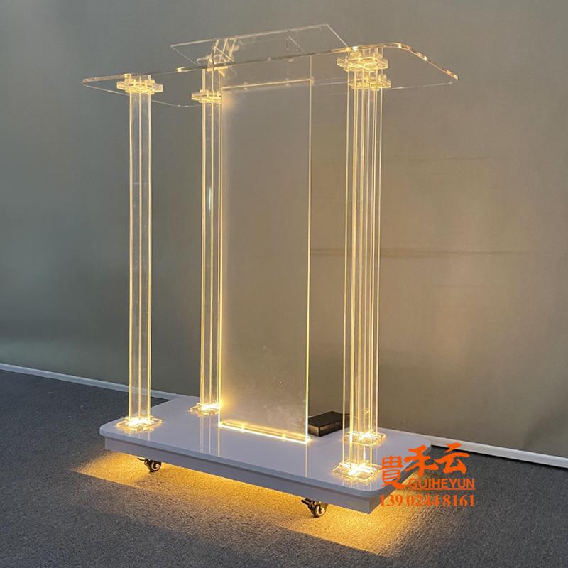 European Style Crystal Acrylic Lectern with Light - Scripture Reading and Speaking Stand