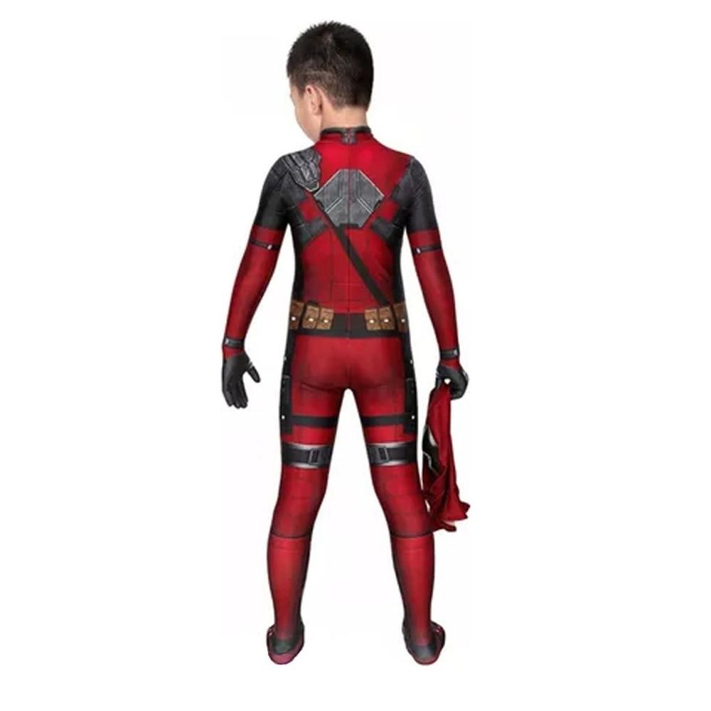 Kids Deadpool Costume Cosplay Set Bodysuit with Mask Halloween Theme Party Role Play 110cm