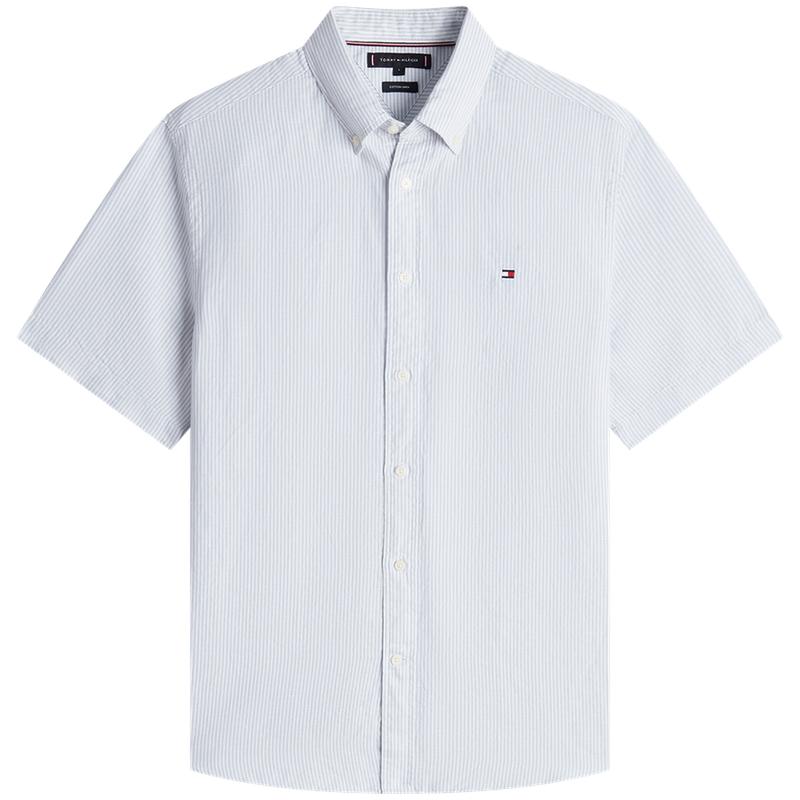 Tommy Hilfiger Cotton Linen Blend Casual Vacation Style Striped Short Sleeve Shirt Men shirts XM0XM07050