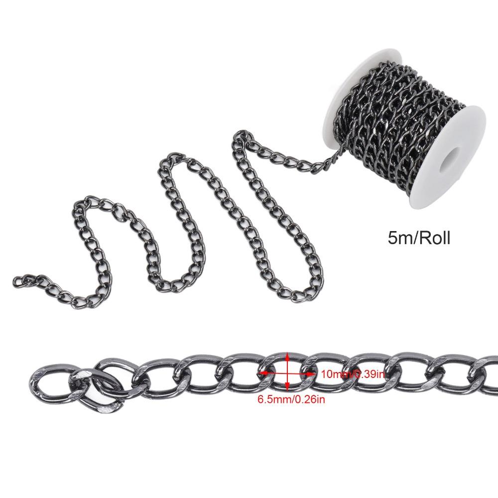 Twisted Chain Curb Chain Black Plated Chain Spool Jewelry Tools Chain Roll  DIY Crafts