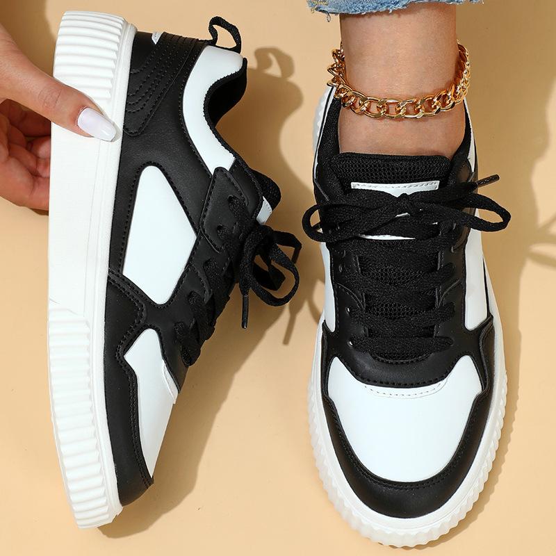 Classic Board Shoes Women Fashion PU Leather Sneakers Men Trendy Flats Casual Versatile Platform Shoes Lace-up Casual Trainers