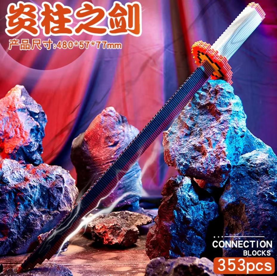 Animes Demon Yamato Swords Nichirin Knifes Blade Arms Equipage Accessories Game Model Toys Kids Kits Brick Construction Block